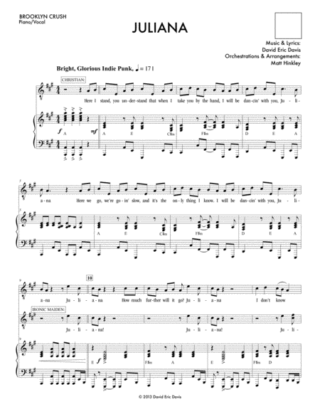 Free Sheet Music Juliana From Brooklyn Crush