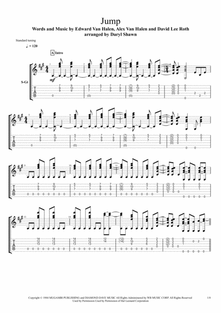 Jump For Solo Fingerstyle Guitar Sheet Music