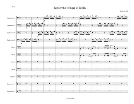 Jupiter From The Planets Arranged For Tuba Ensemble With Percussion Sheet Music