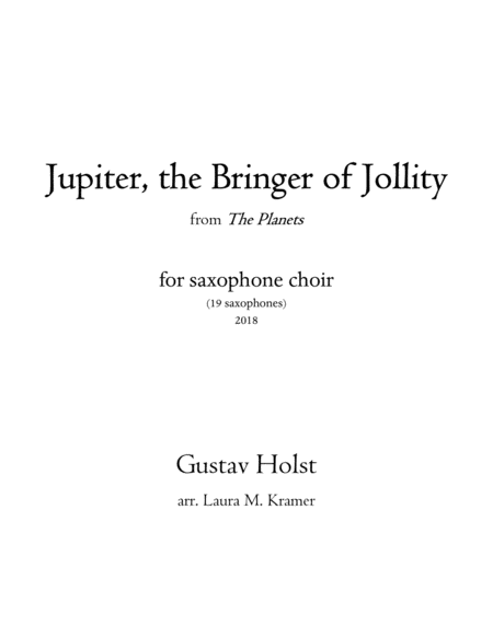 Jupiter The Bringer Of Jollity For Saxophone Choir Sheet Music