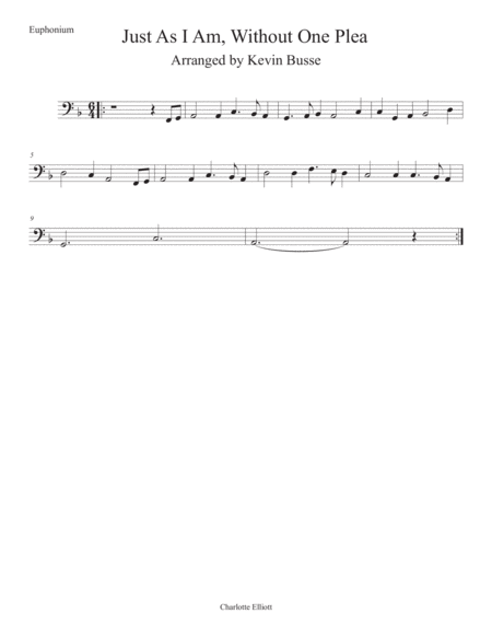 Just As I Am Without One Plea Euphonium Sheet Music