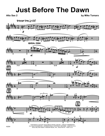 Just Before The Dawn 2nd Eb Alto Saxophone Sheet Music