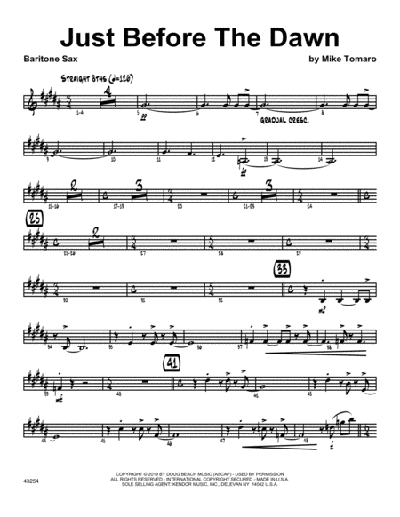 Just Before The Dawn Eb Baritone Saxophone Sheet Music