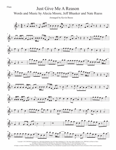 Just Give Me A Reason Flute Sheet Music