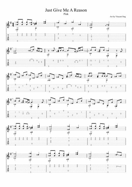 Just Give Me A Reason Guitar Fingerstyle Sheet Music