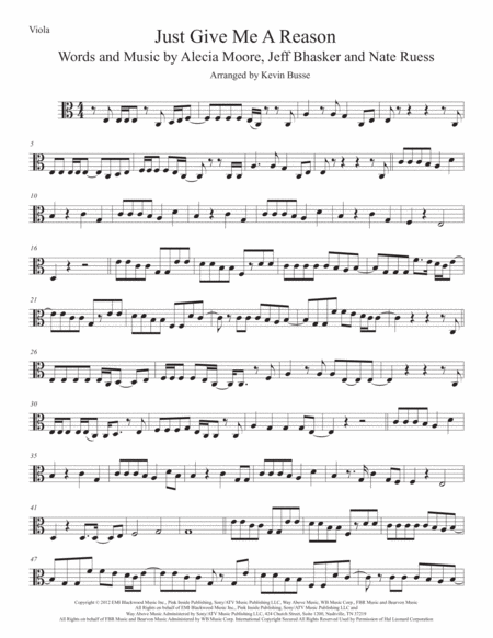 Just Give Me A Reason Viola Easy Key Of C Sheet Music