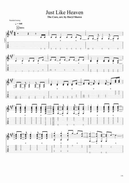 Just Like Heaven For Solo Fingerstyle Guitar Sheet Music