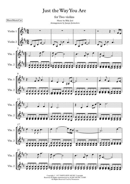 Just The Way You Are For Violin Duo Sheet Music