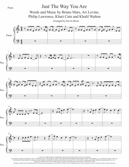 Just The Way You Are Piano Easy Key Of C Sheet Music