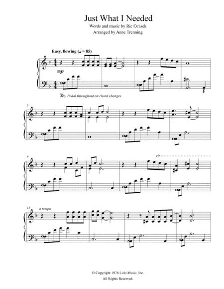 Just What I Needed Sheet Music For Piano Sheet Music