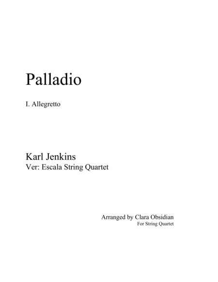 K Jenkins Palladio Escala String Quartet Sheet Music