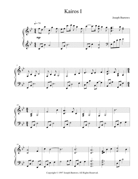 Kairos I By Joseph Burrows Piano Solo Sheet Music