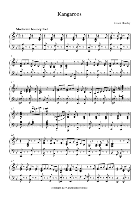 Kangaroos Piano Music For Characters And Animals Sheet Music