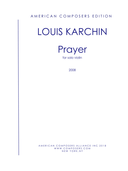 Free Sheet Music Karchin Prayer