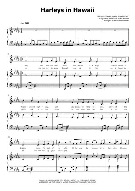 Katy Perry Harleys In Hawaii Sheet Music