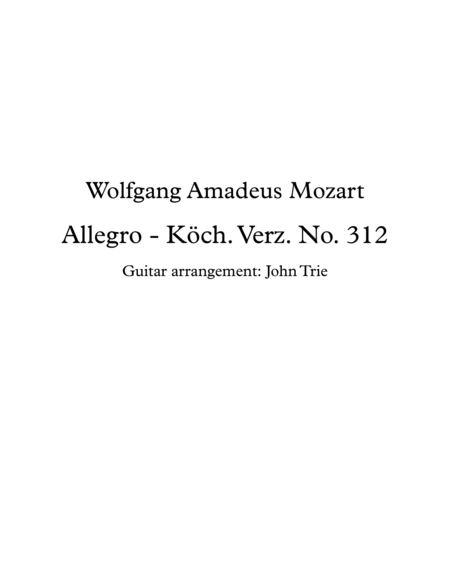 Kch Verz No 312 Allegro Sheet Music