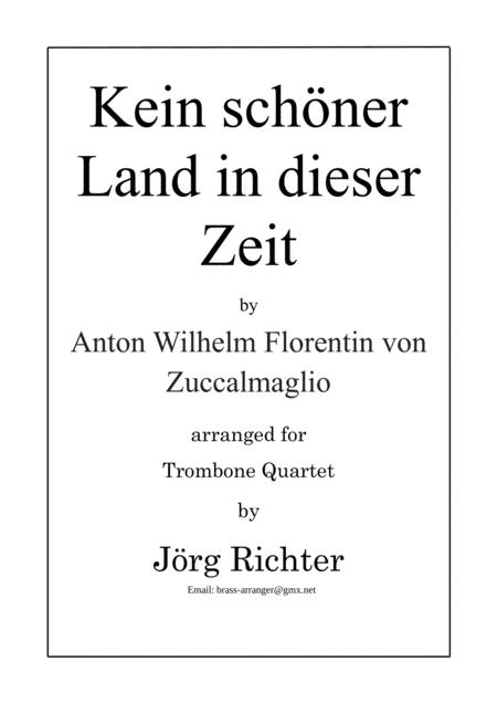 Kein Schner Land In Dieser Zeit For Trombone Quartet Sheet Music