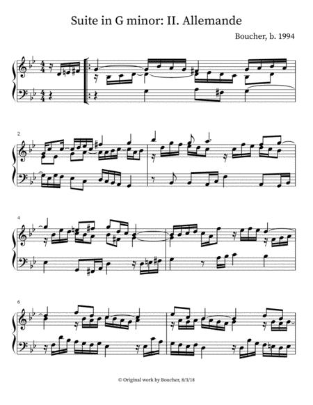 Keyboard Suite In G Minor Ii Allemande Sheet Music