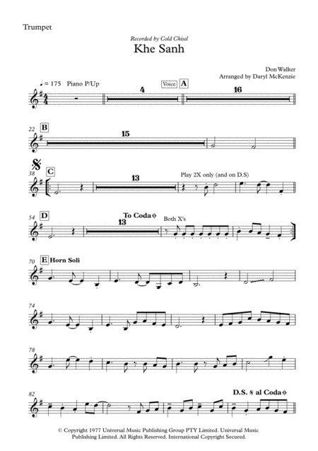 Free Sheet Music Khe Sanh Male Vocal With Small Band 3 Horns Key Of F