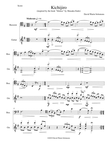 Kichijiro Inspired By The Book Silence By Shusaku Endo For Bassoon And Guitar Sheet Music