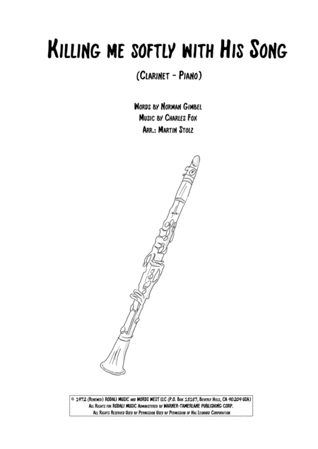 Free Sheet Music Killing Me Softly With His Song For Clarinet And Piano