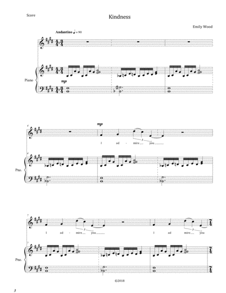 Free Sheet Music Kindness High Voice Solo With Piano