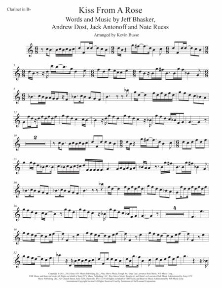 Free Sheet Music Kiss From A Rose Easy Key Of C Clarinet