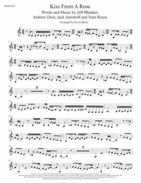 Free Sheet Music Kiss From A Rose Easy Key Of C Horn In F