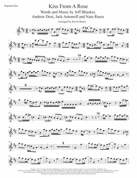 Free Sheet Music Kiss From A Rose Original Key Soprano Sax