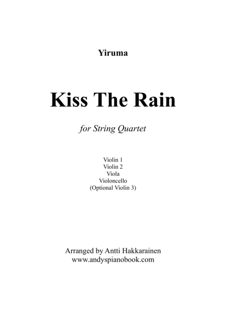 Kiss The Rain String Quartet Sheet Music