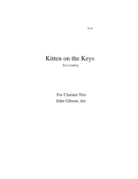 Kitten On The Keys For Clarinet Trio Sheet Music