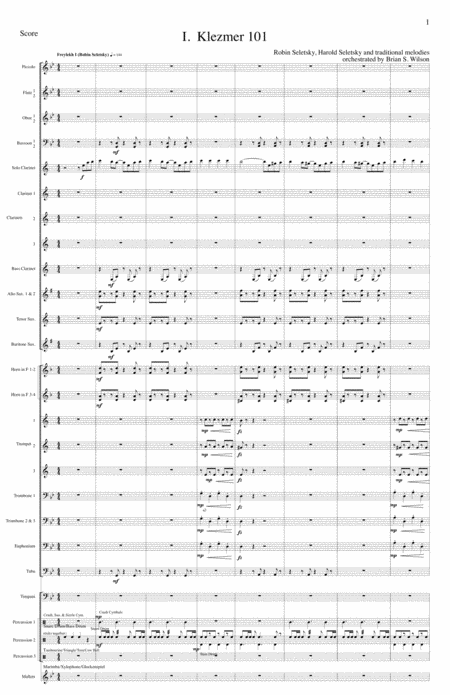 Klezmer 101 From Klezmer Concerto For Clarinet And Wind Orchestra Complete Score Sheet Music