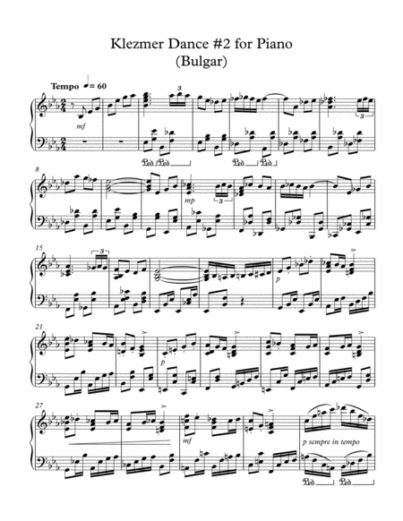 Free Sheet Music Klezmer Dance 2 For Piano Bulgar