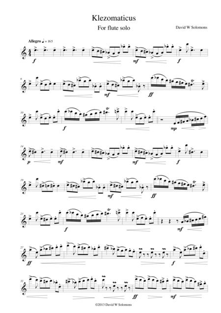 Klezomaticus For Flute Solo Sheet Music