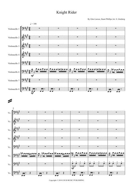 Knight Rider For Cello Ensemble Sheet Music