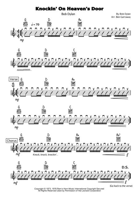 Knockin On Heaven Door Acoustic Guitar Sheet Music