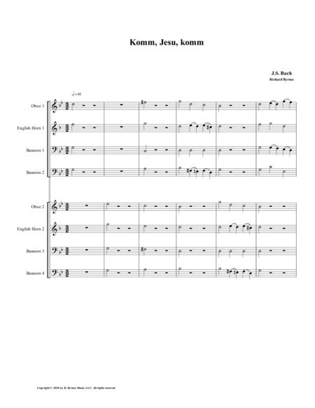 Free Sheet Music Komm Jesu Komm Motette By Js Bach Double Double Reed Choir