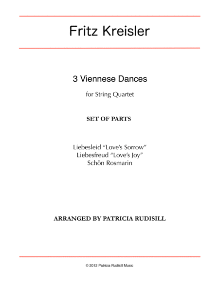 Free Sheet Music Kreisler 3 Viennese Dances Arr For String Quartet