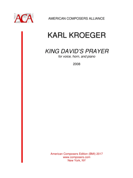 Free Sheet Music Kroeger King Davids Prayer