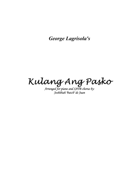 Kulang Ang Pasko Sheet Music