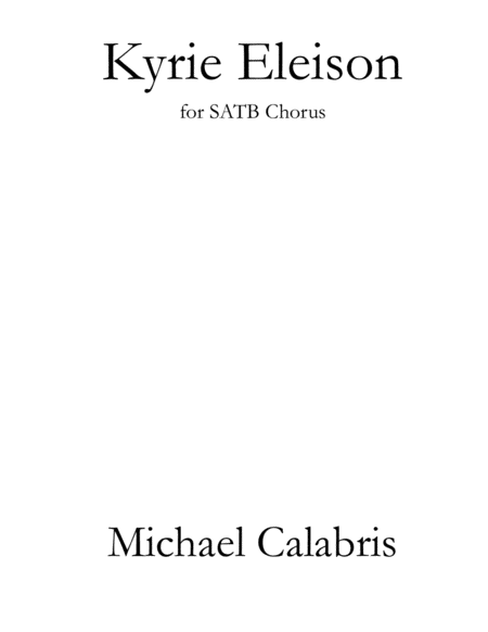 Kyrie Eleison For Satb Chorus Sheet Music