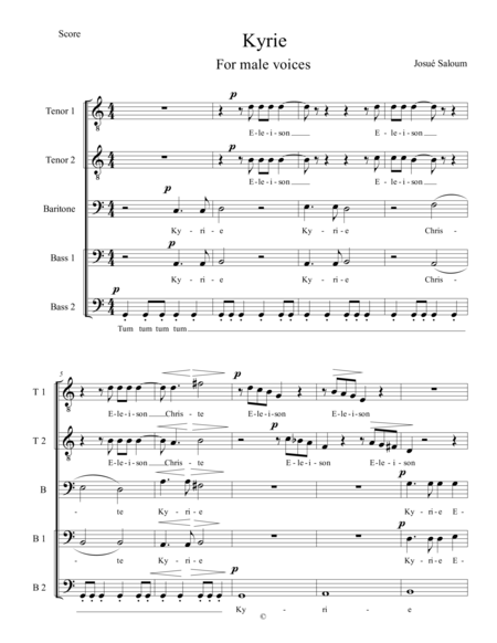 Free Sheet Music Kyrie For Male Voices