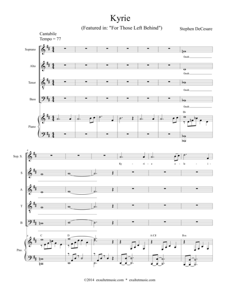 Free Sheet Music Kyrie From For Those Left Behind