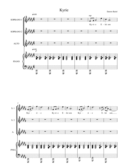 Free Sheet Music Kyrie Ssa Voices
