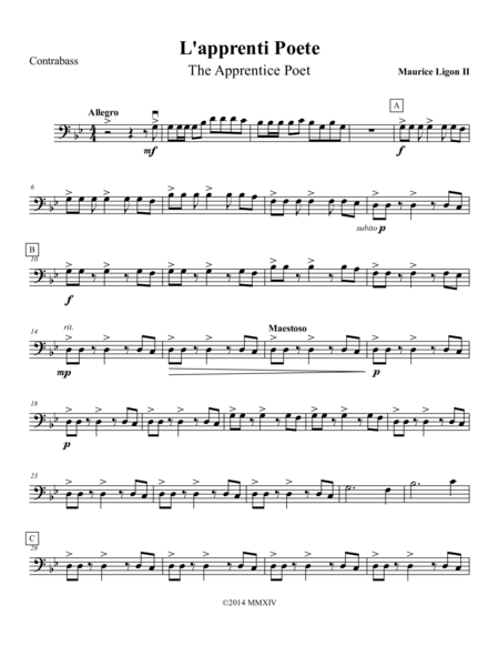 Free Sheet Music L Apprenti Poete Bass Part