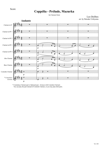 Free Sheet Music L Delibes Suite From Coppelia For Clarinet Choir