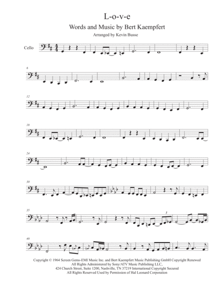 L O V E Cello Trumpet Solo Included Sheet Music