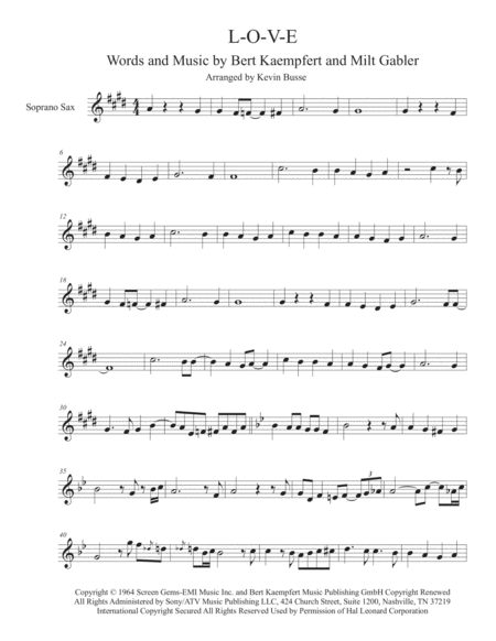 L O V E Soprano Sax Trumpet Solo Part Included Sheet Music