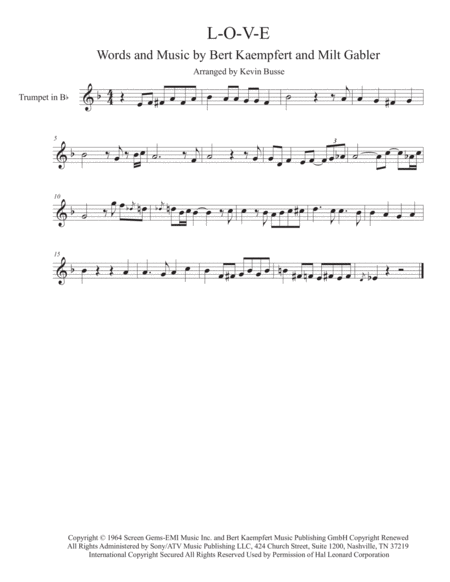 L O V E Trumpet Solo Sheet Music