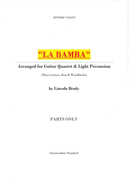 La Bamba Guitar Ensemble Parts Only Sheet Music